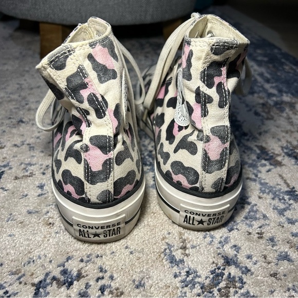 Converse Custom Chuck Taylor All Star Lift Platform By You Pink Cow Sneakers - Picture 9 of 11